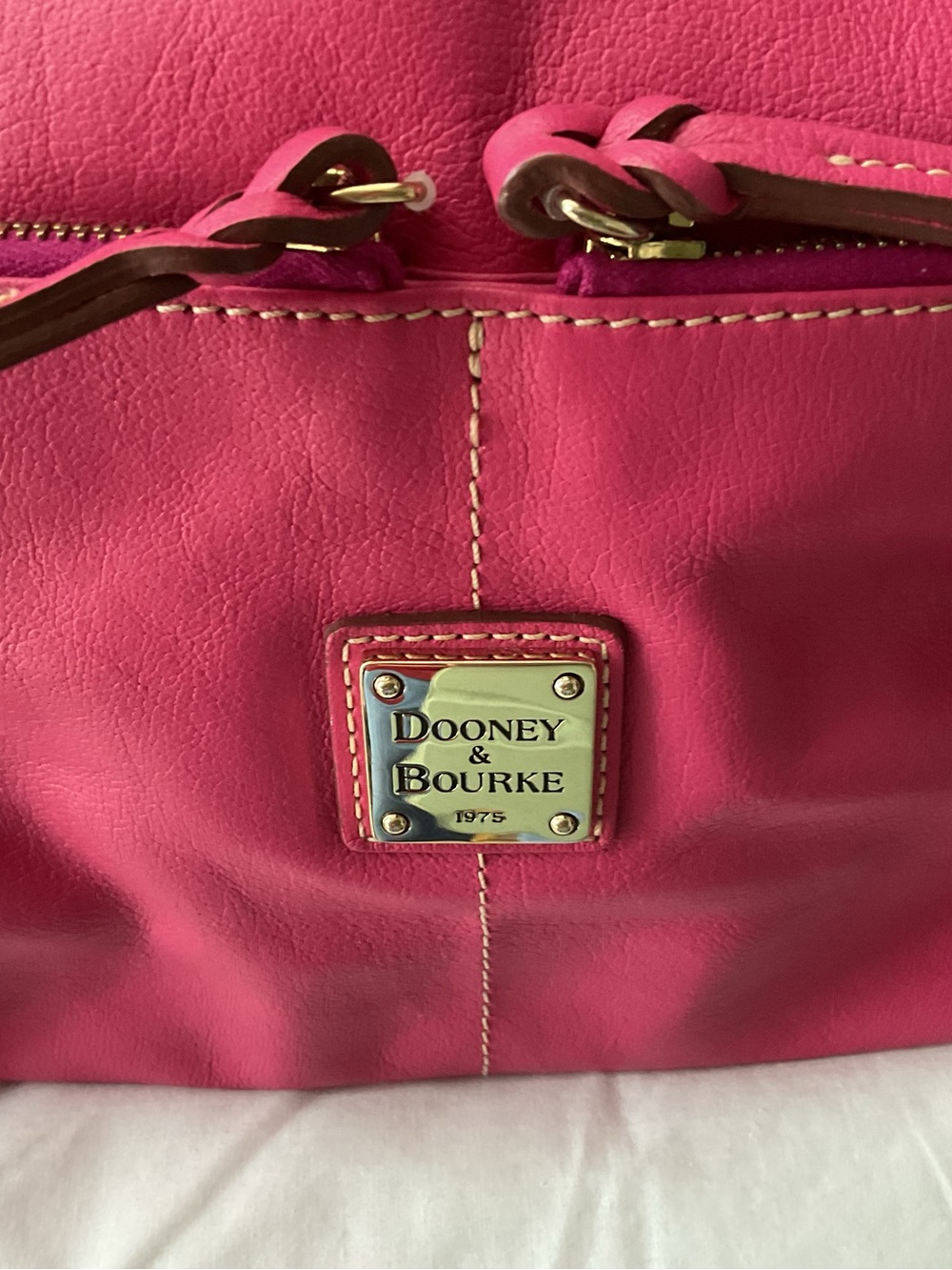 Dooney & Bourke Hot Pink Leather Shoulder Bag - Picture 3 of 9